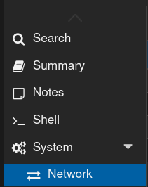 Menu Système > Réseau du nœud dans Proxmox VE