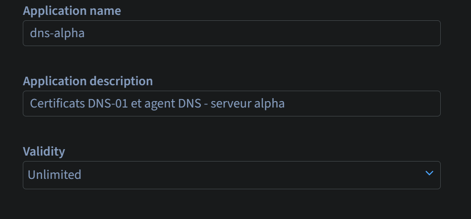 Identification de l'application